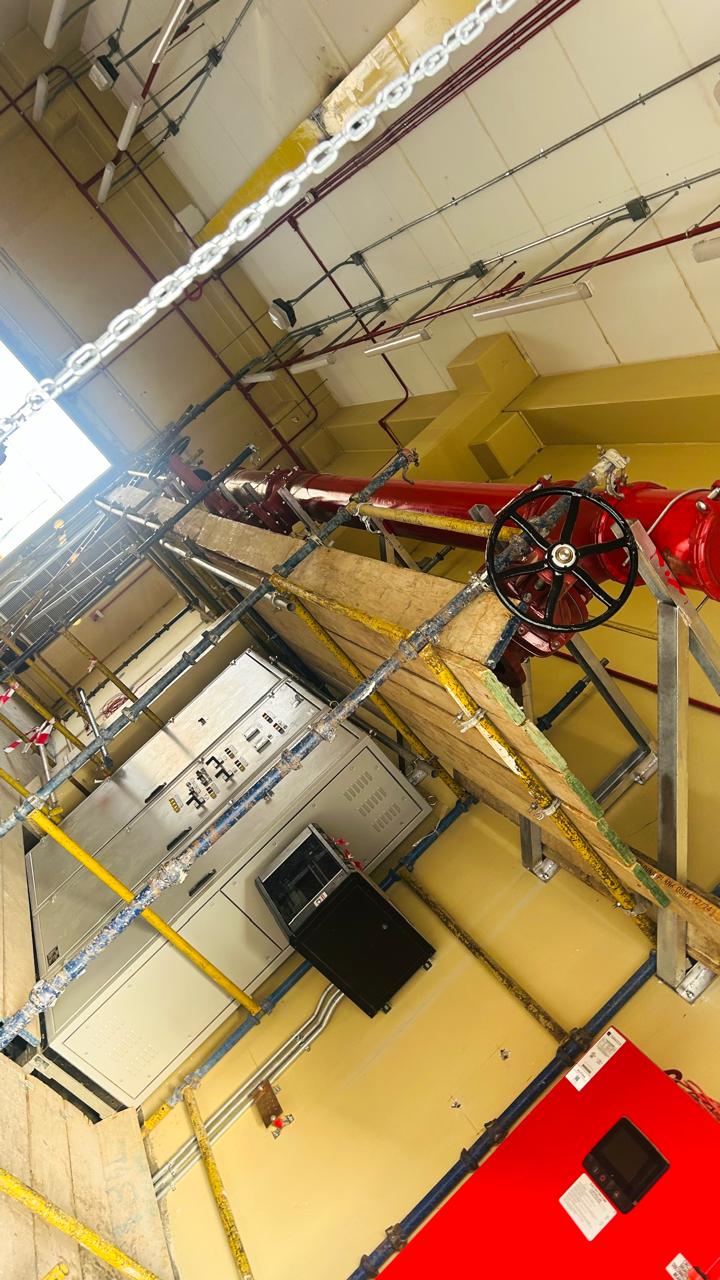 Fire-protection piping and equipment installation inside a building