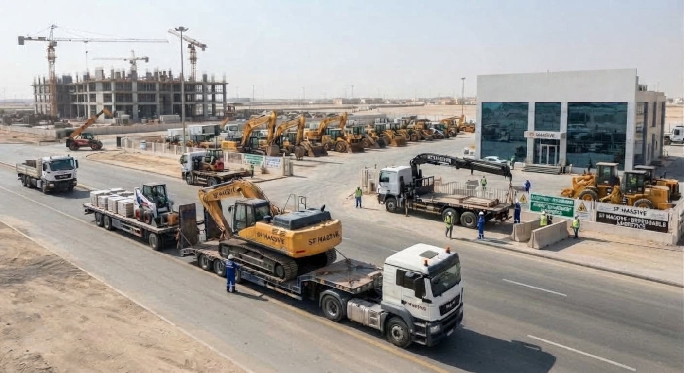 Heavy equipment movement by lowbed