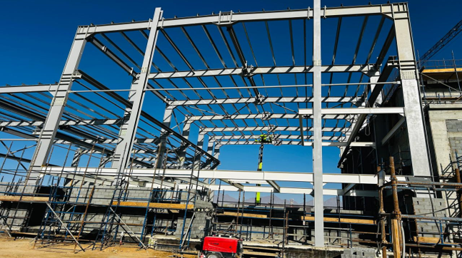 Industrial structural steel installation