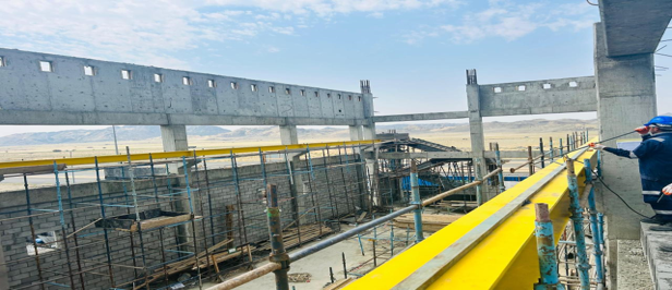 Crane runway rail installation area